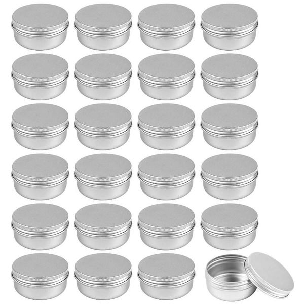 

storage bottles & jars 20pcs 60ml round silver aluminum metal tin jar cosmetic containers lip ,diy candles skin care sample tool