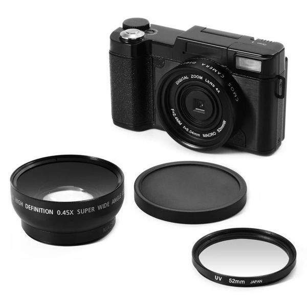 Fotocamere digitali professionali mezza DSLR HD da 24 MP con fotocamera macro con teleobiettivo fisheye grandangolare 4X