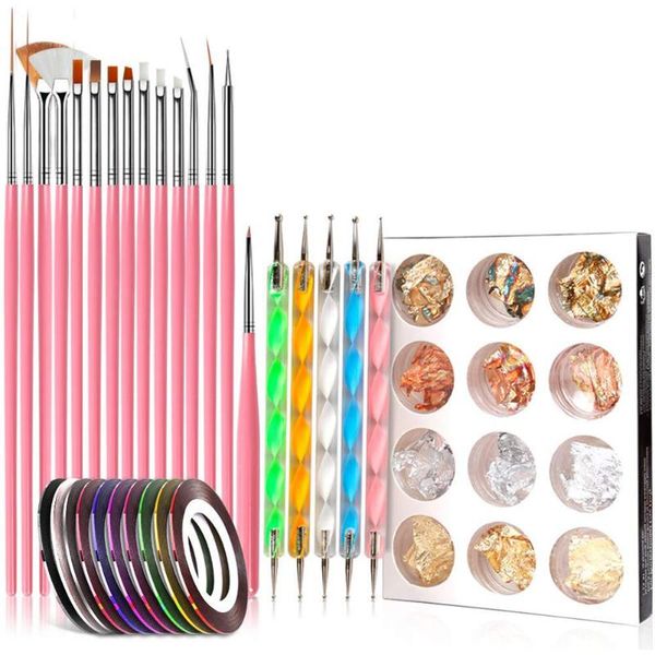 

nail art kits tools painting brushes dotting pens designers manicure tapes pink kit for