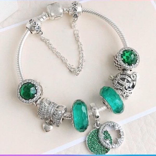 

charm bracelets yexcodes beaded bracelet for ladies, diy fresh green love pendant charm, gift gree, Golden;silver
