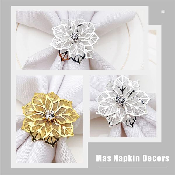 

napkin rings 6pcs christmas metal mesh flower ring xmas party buckle decor