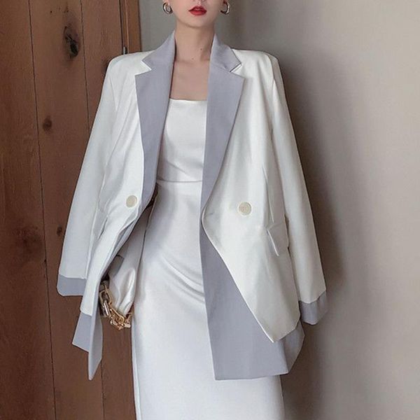 

women stitching irregular suit striped blazer c3001 women's suits & blazers, White;black