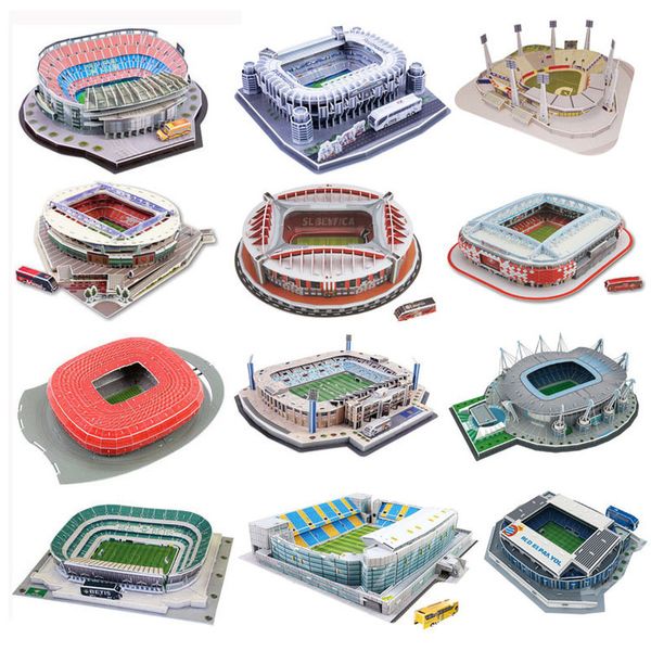 23 estilo DIY 3D Puzzle Jigsaw World Football Stadium Europeu Soccer Playground montado Edifício modelo brinquedos para crianças x0522