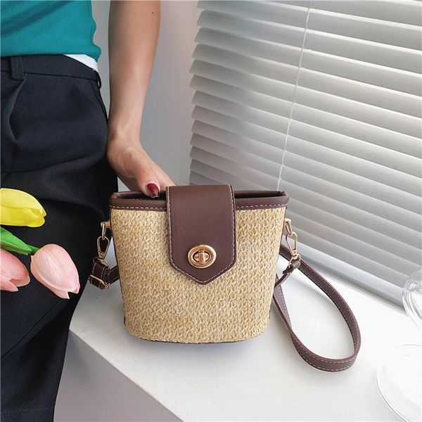 

evening bags designer brand retro for women shoulder bag woven handbags luxury crossbody fashion straw bucket female purses