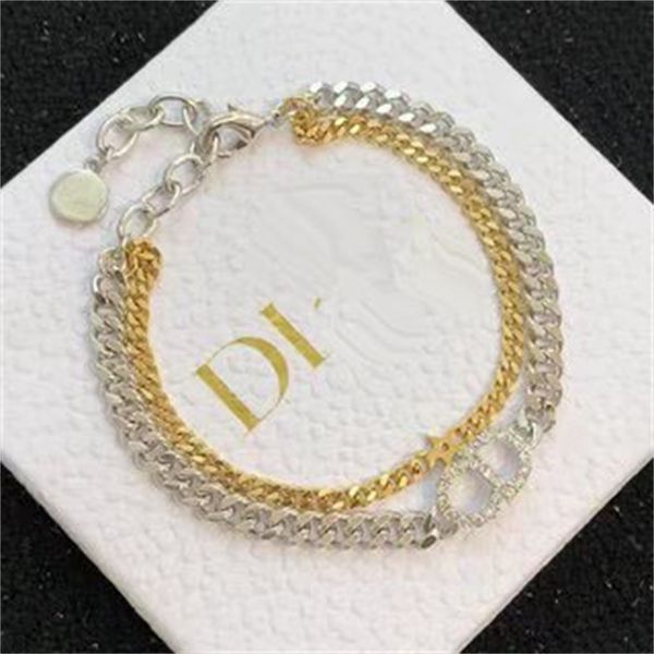 

70% off outlet online family new letter inlaid diamond thick chain double layer bracelet women's and men's fashion hand accessorie, Black