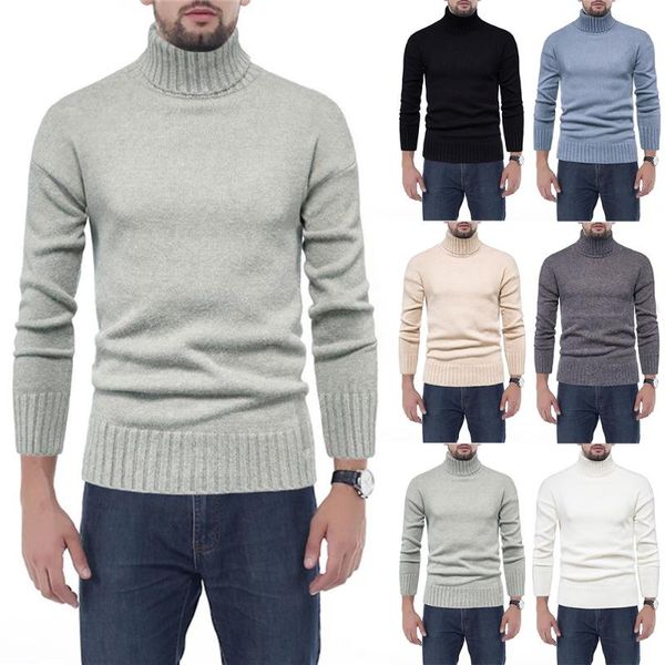 

men's sweaters knitted winter men thick slim fit high neck pullovers long sleeve plain pullover jumper casual warm sweater, White;black