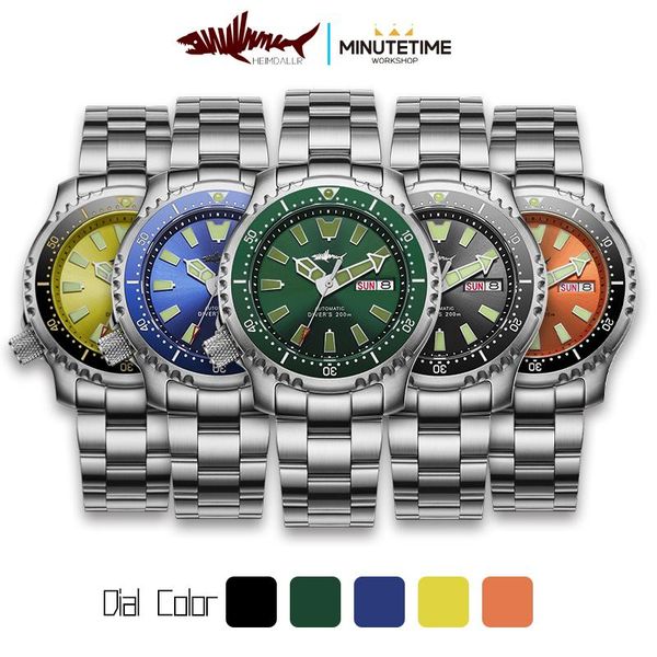 

wristwatches sapphire glass 200m waterproof stainless steel mechanical wristwatch c3 lume men watch japan automatic promaster dive, Slivery;brown