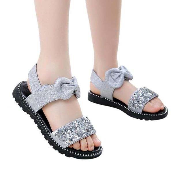 

sandals fashion children sandal infant kids baby girls cute bowknot bling sequins princess shoes summer casual size 27-37, Black;red