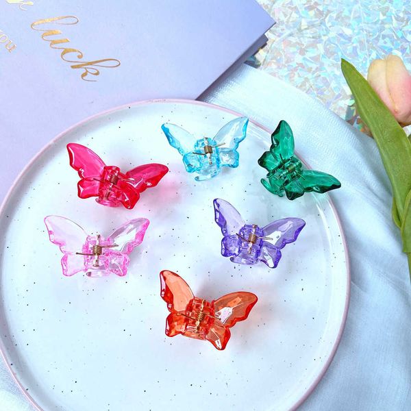 

pure color butterfly net red ins girl's hair trimming clip hairpin gripper with teeth small fresh banger, Golden;silver