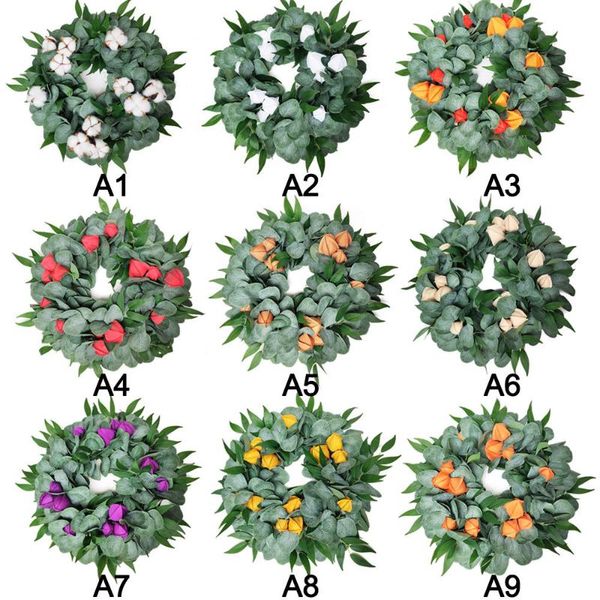 

decorative flowers & wreaths 39cm christmas decoration artificial green leaves wreath front door eucalyptus leaf for wall window party decor