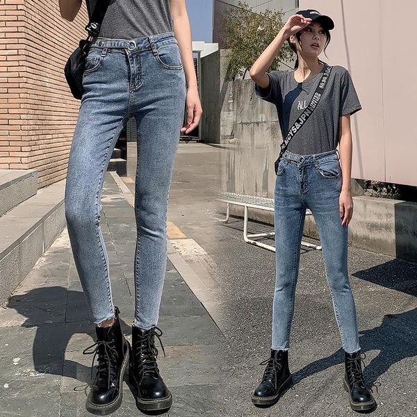 

women's jeans women 2021 high waist slim slimming fashion versatile tight, Blue