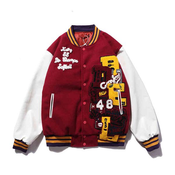 

men's hoodies & sweatshirts men s travis scott ts joint cactus jack stitching embroidery baseball uniform loose trend coat mens women c, Black