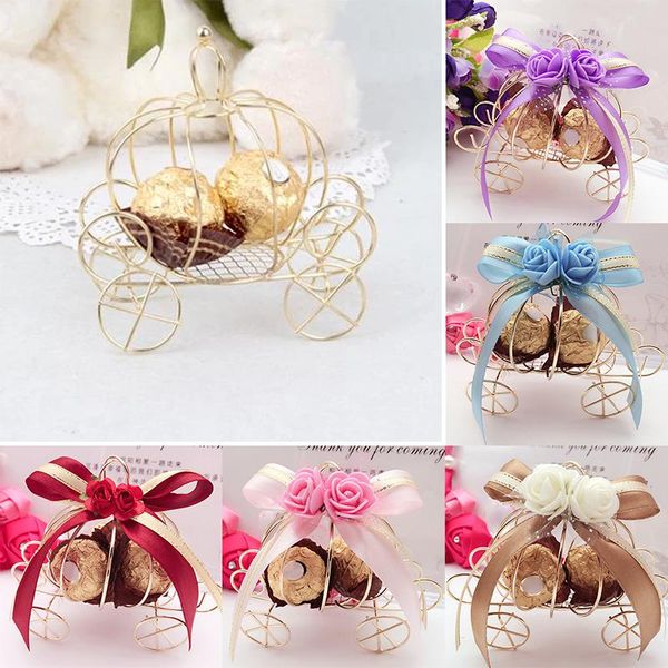 

candy box pumpkin cart metal boxes golden favor wedding carriage christmas birthday party chocolate wrapping decor bag gift wrap