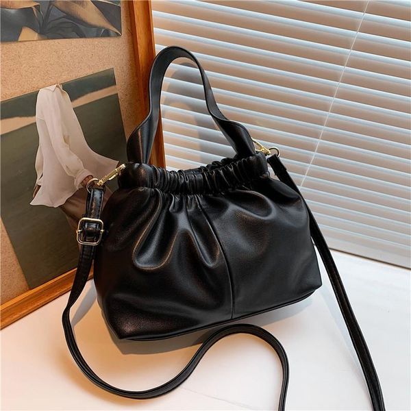 

evening bags solid black women tote handbag 2021 designer bag fashion soft pu leather shoulder crossbody lady simply purse