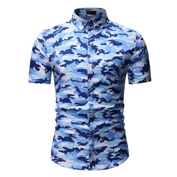

men's casual shirts cotton blend square neck fashion camouflage pattern daily summer short sleeve men, White;black