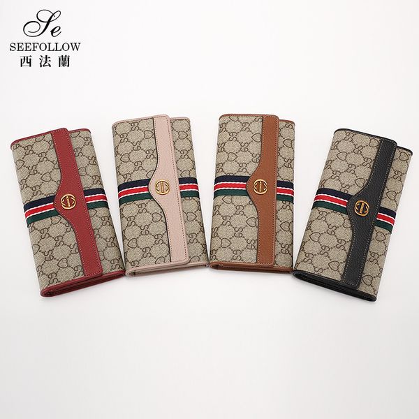 

fashion new leather wallet women's long large capacity multifunctional wallet handbag purse black friday, Red;black