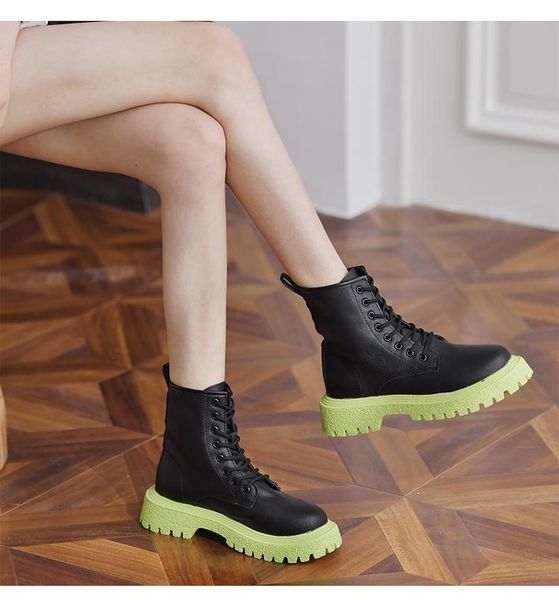 

boots womens 2021 fashion retro women ankel short platform shoes warm plush velvet winter combat, Black