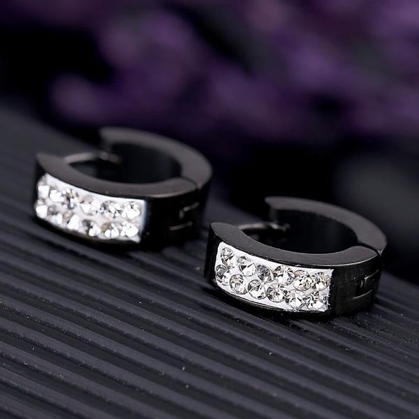 

stainless steel trendy earrings oval crystal stud rhinestone jewelry hoop & huggie, Golden;silver