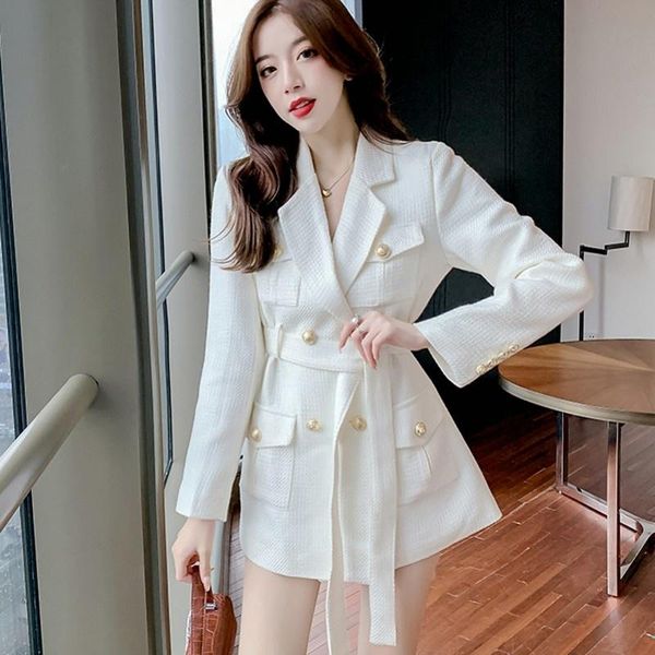 

women's jackets runway fall winter korean small fragrant jacket elegant sweet slim lace up suit coat outerwear dress, Black;brown