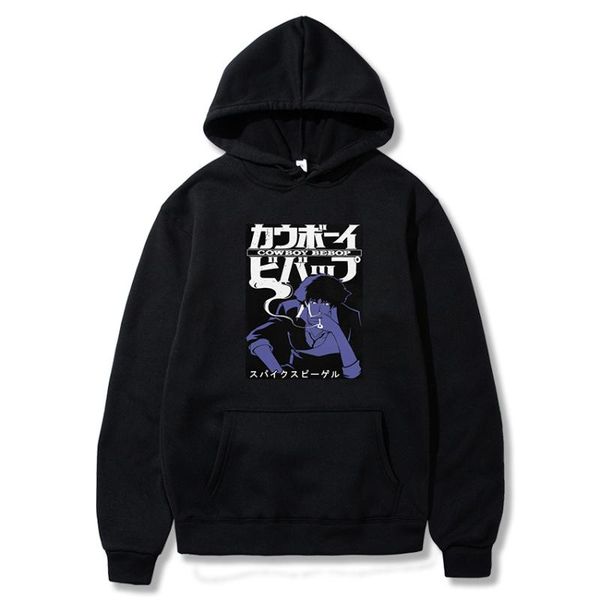 

men's hoodies & sweatshirts anime cowboy bebop manga print pullover warm sweatshirt for men and women, Black