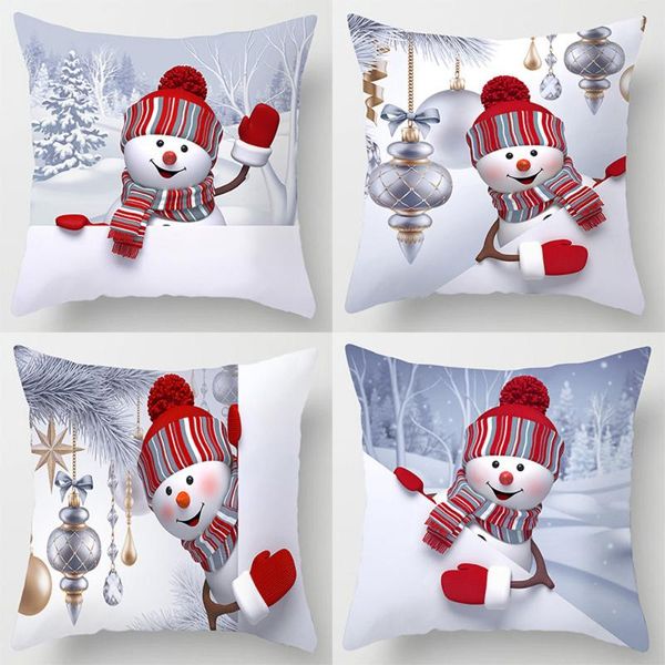 

pillow case kawaii cartoon snowman cover lovely funny square cushion christmas year decor po prop sofa home supplies