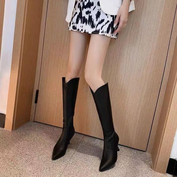 

boots autumn and winter long knight 2021 knee-high below the knee, Black