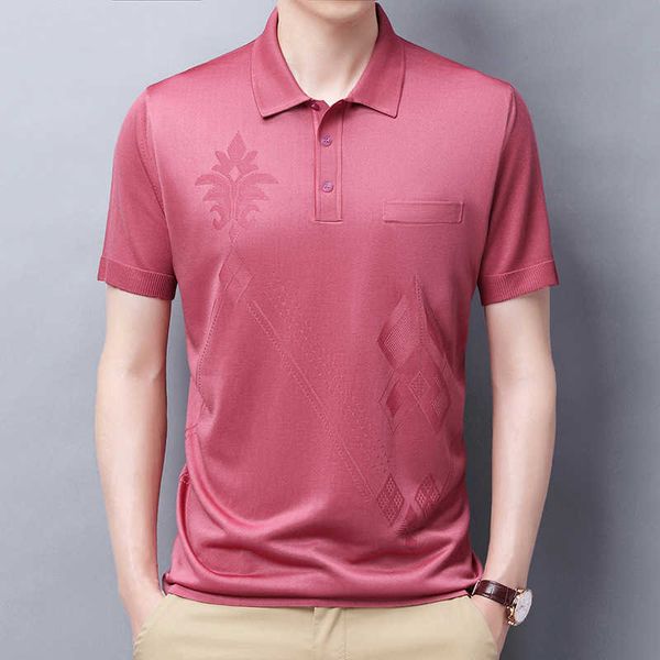 

summer ice silk tshirt men's thin loose casual polo shirt, White;black