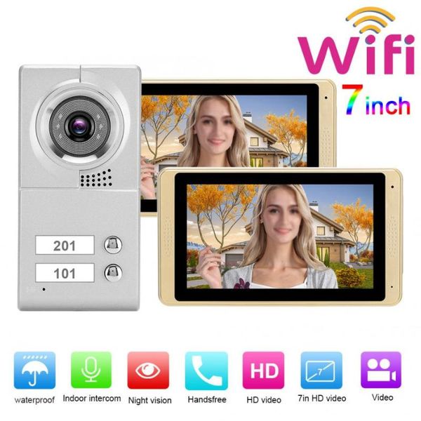 

doorbells 100-240v 7in 720p wifi touch screen remote control video 2 monitors doorbell