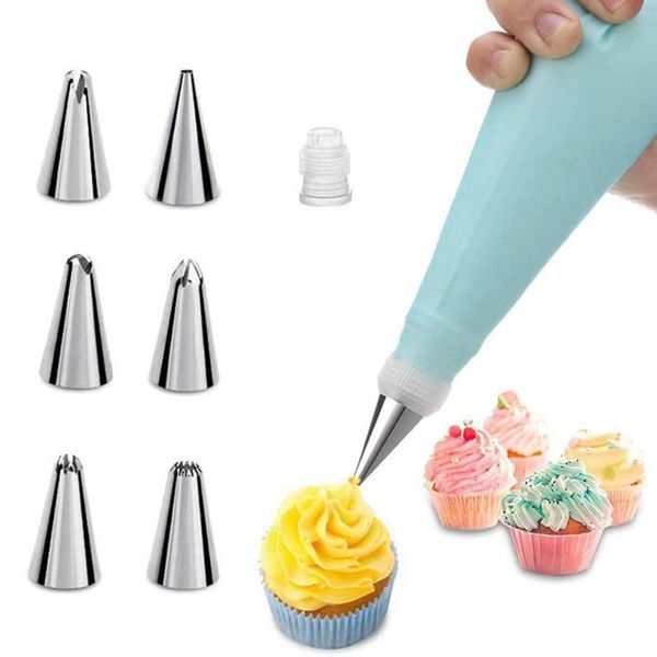 

baking & pastry tools 8pcs/set bag icing piping nozzle stainless steel cakecream decorating diy accessories kitchen