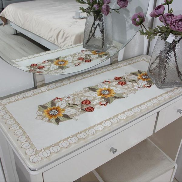 

table cloth rayuan embroidered sun flower cutwork tablecloth wedding party dining decor cover 30x45cm 40x85cm