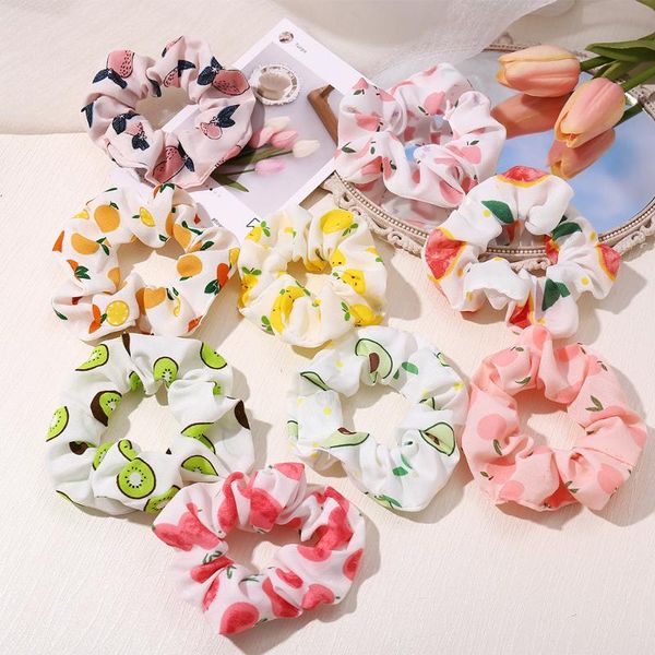 

fashion cartoons fruit pattern rubber bands for women gilr cute strawberry apple shape elastic hair headwear accessories, Slivery;white