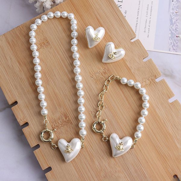 

necklaces bracelets earrings 3-piece sets saturn peach heart same necklace bracelet earring niche designer french sweet temperament ot bar j, Black