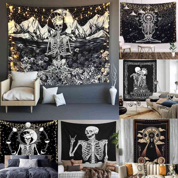 

2020 selling black skeleton series tapestry home decoration wall hanging cloth halloween wall decoration