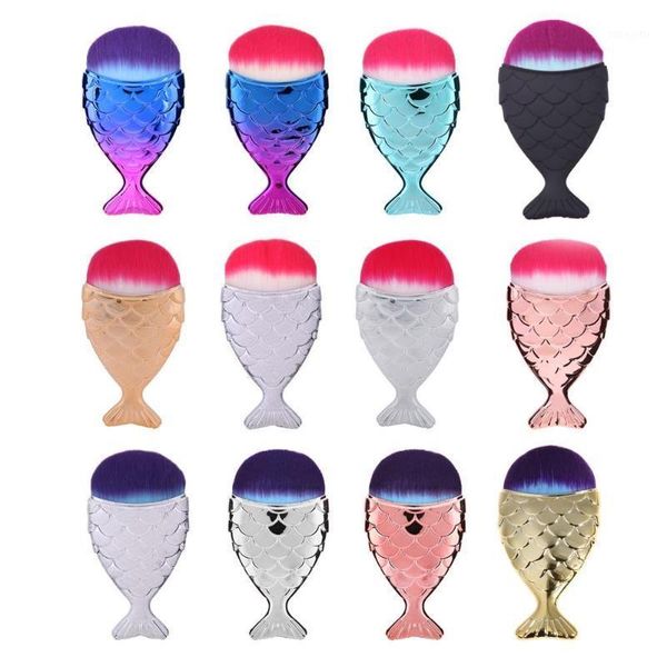 

mermaid fish shape makeup powder foundation blush contour brush1