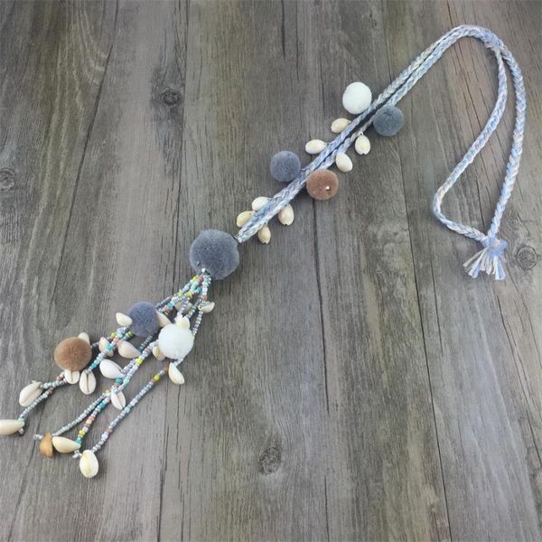 

pendant necklaces fashion women handmade small beads colorful sea shell long necklace ethnic multi layer bohemian jewelry, Silver