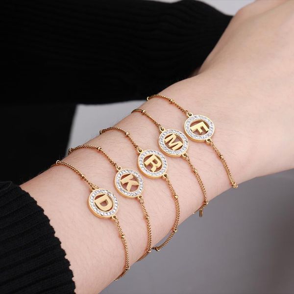 

stainless steel bracelet for women letter charm jewelrys trend name letters jewelry gift link, chain, Black
