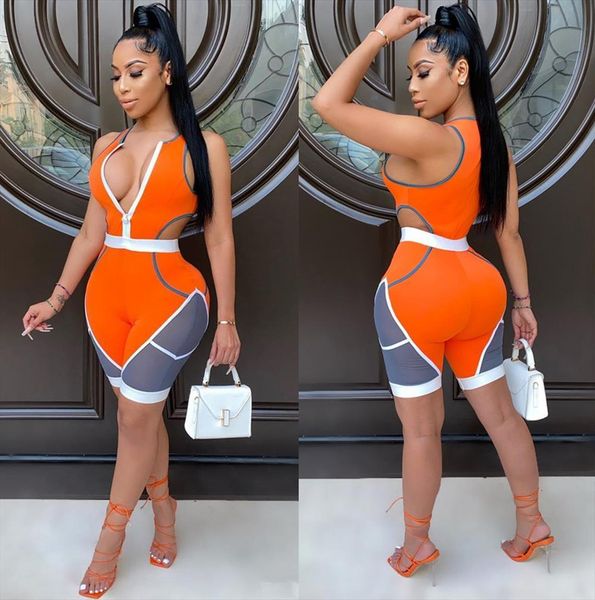 

skinny summer party playsuit women romper o neck bodycon casual patchwork club overalls, Black;white