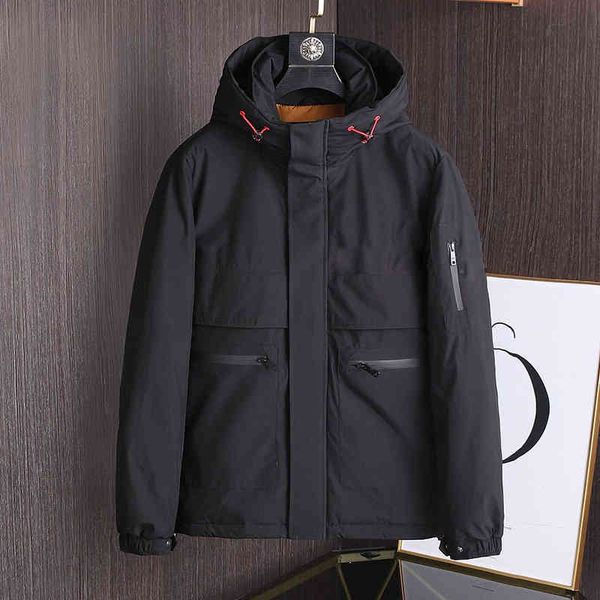 

digner down et warm mens winter casual fashion clothing print letter thickened outdoor luxury parka ets drawstring zipper, Black