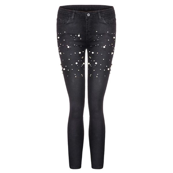 

women's pants & capris lady high waisted stretch slim embroidered flares jeans calf length women calÃ§a feminina 2021 n, Black;white