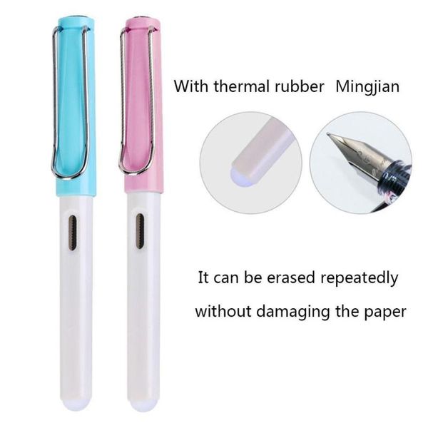 

1pcs kawaii erasable gel pen f nib replaceable ink sac 0.5mm blue black school office supplies stationery gift fountain pens