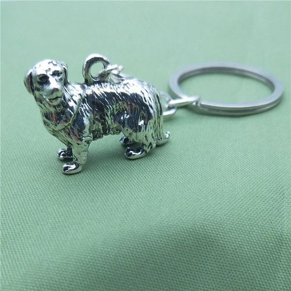 

keychains vintage 3d golden retriever key chains fashion pet dog jewellery car keychain bag keyring for women men, Silver