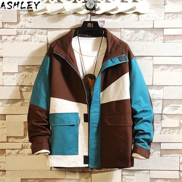

men's jackets patchwork 2021 color spring autumnjacket men tactical casual fashion bomber plus size m-xxxl 4xl 5xl, Black;brown