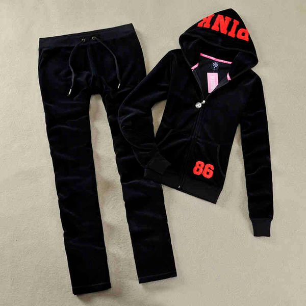 

women's two piece pants spring/autumn pink of the female mark velvet woven velour track suit women's soft and slacks size tdpm, White