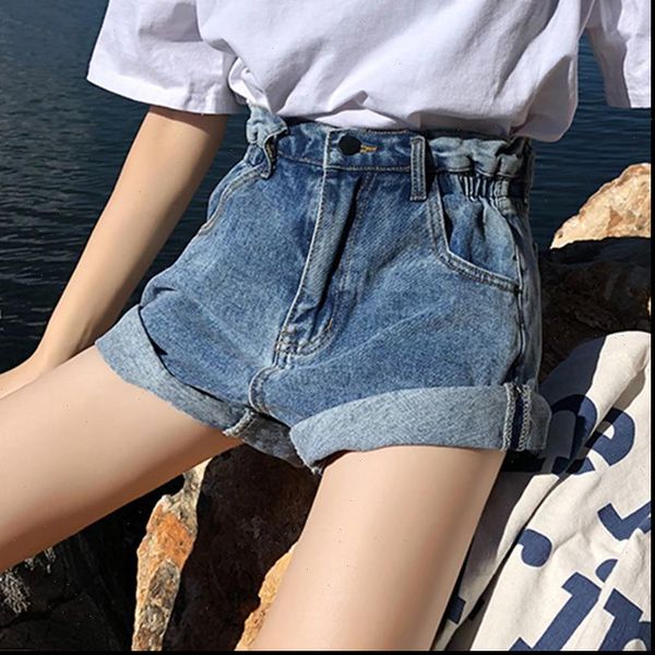 

women short denim shorts white black jeans blue wide leg vintage high waist woman korean chic summer ladies streetwear