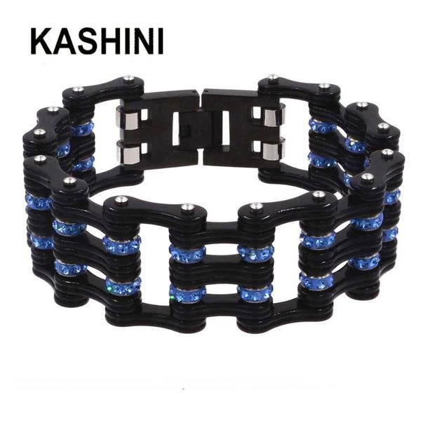 

link, chain punk black 316l bike bracelet and motorcycle neutral blue couple stainless steel biker jewelry
