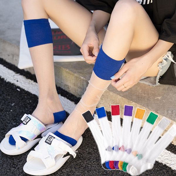 

socks hosiery summer high tube thin leg net red stockings, Black;white