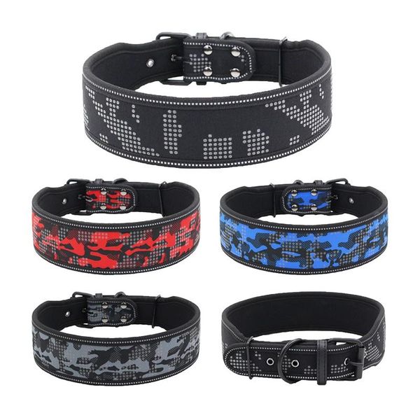 

dog collars & leashes luminous camo collar pet waterproof reflective adjustable printed medium night harnesses