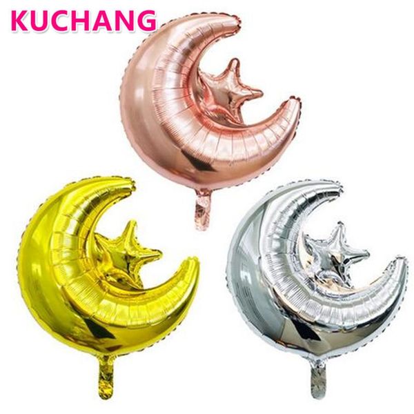 

party decoration 3pcs rose gold silver star moon foil balloons eid mubarak decorations baby shower birthday kids toys supplies