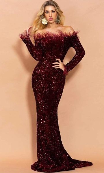 

casual dresses black maxi long sequin dress with feathers sleeves cocktail party prom wedding, Black;gray