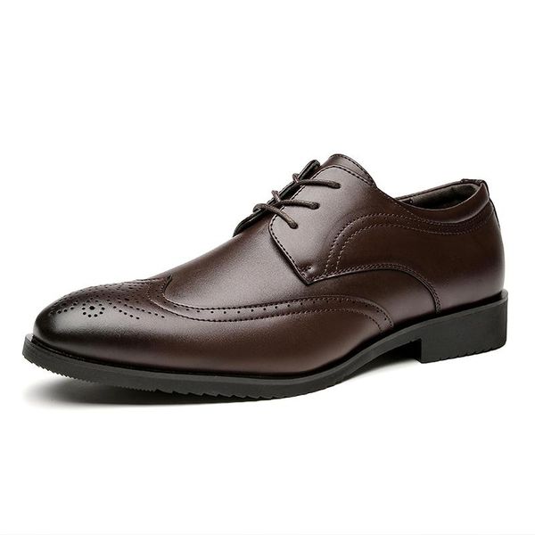 

leather dress shoes men for offical business casual gentleman formal wedding party, Black
